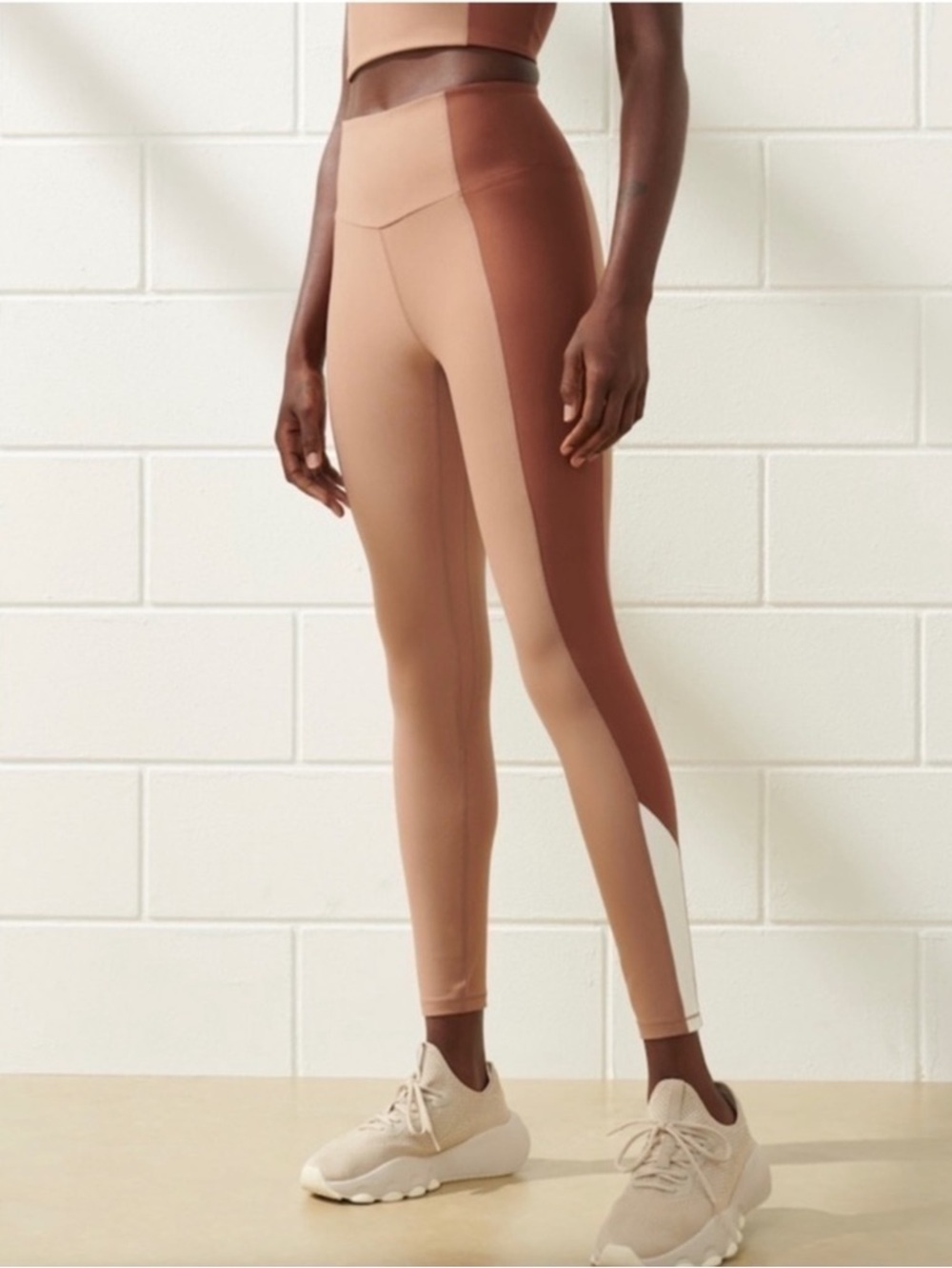 Abercrombie & Fitch YPB SculptLUX Leggings Size XXS 7/8 Tan Brown White New NWT